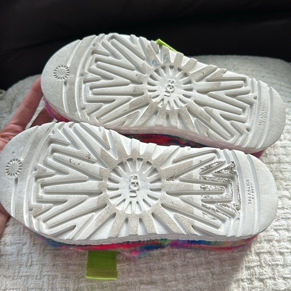 Ugg fluffita pixelate green real fur slides size 7 - Picture 16 of 16